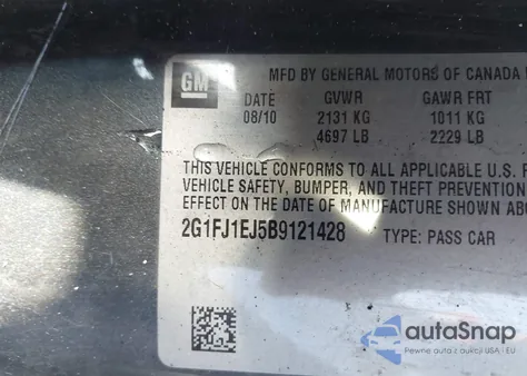 2011 Chevrolet Camaro 1Ss z USA, uszkodzony, nr VIN 2G1FJ1EJ5B9121428